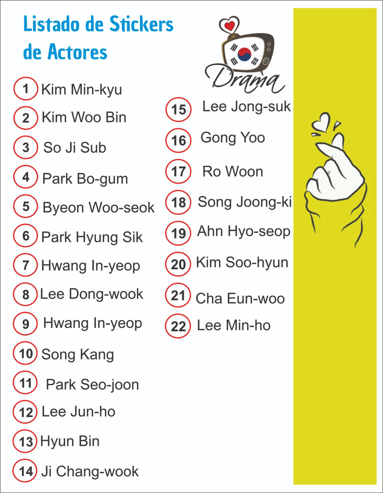 Stickers para la Bitácora de K Dramas